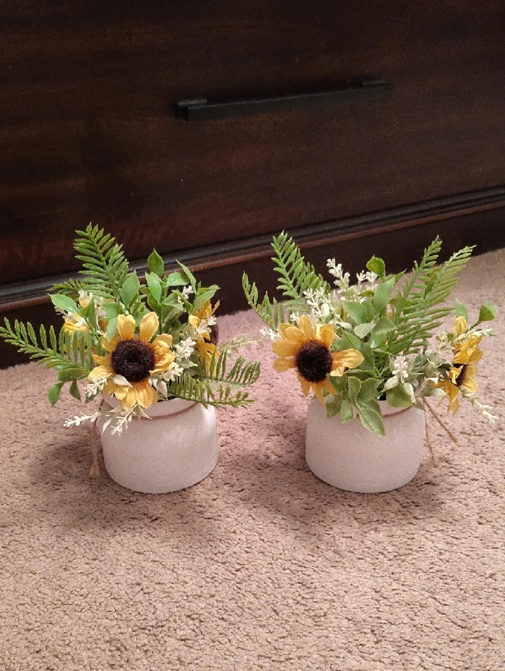 Sunflower Faux Plant Arrangement in White Pot
